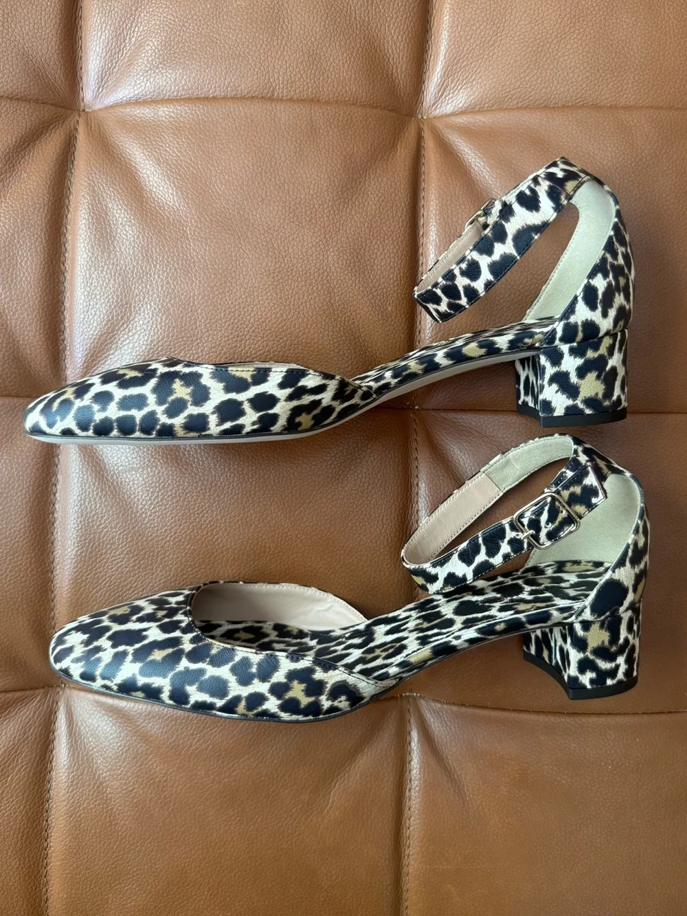 J. Crew Leopard Print Ankle-Strap Heels - Black and Tan Women’s 10
